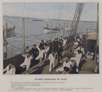 Forskellige bokseøvelser (farvet foto) af (after) French Photographer