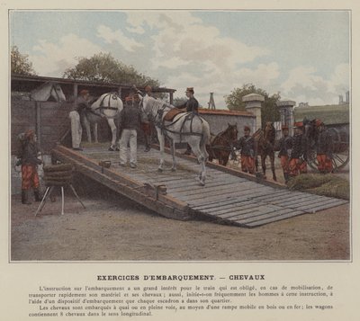 Boardingøvelser, heste (farvet foto) af (after) French Photographer