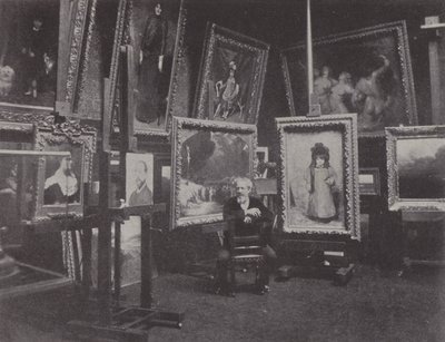Fransk maler Carolus-Duran i sit atelier (s/h foto) af (after) French Photographer