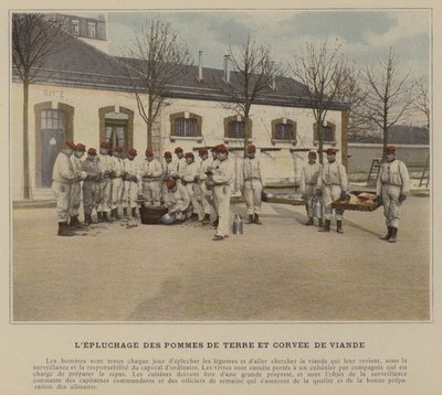 Kartoffelskrælning og kød Corvee (farvet foto) af (after) French Photographer