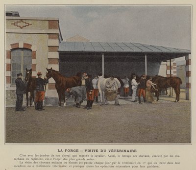 La Forge, besøg af dyrlægen (farvet foto) af (after) French Photographer