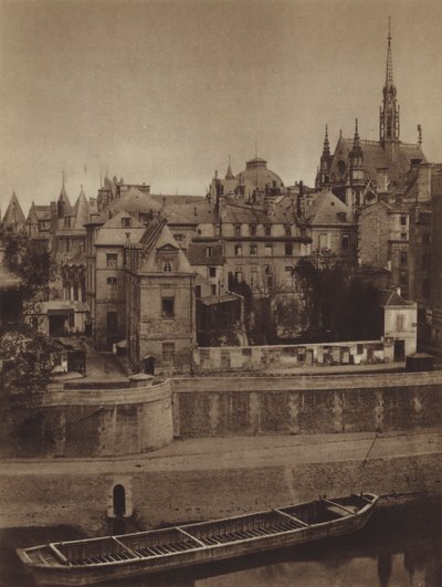 Palais de Justice, set fra Quai des Orfevres i 1862 (s/h foto) af (after) French Photographer