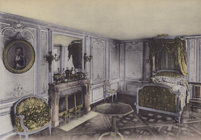 Petit Trianon, Chambre de Marie-Antoinette, Lille Trianon, Marie-Antoinette soveværelse (farvet foto) af (after) French Photographer
