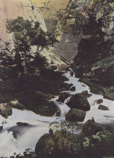 Kilde til Sorgue ved Fontaine de Vaucluse (farvet foto) af (after) French Photographer