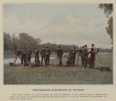Elektrisk og optisk telegrafi (farvet foto) af (after) French Photographer