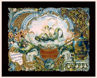 Reklamekort for trykkeriet Mazerand, Cirey-sur-Vezouze, Frankrig (chromolitho) af (after) French School