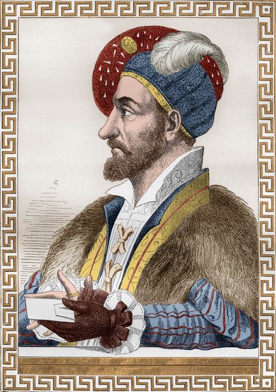 Charles III, hertug af Bourbon, kendt som Connetable of Bourbon (1490-1527), der var forbundet med Frankrig i 1515-1521, trådte derefter i tjeneste hos Charles Quint, graverede efter Gaignieres fra bogen "Francois1er" af De Lescure af (after) French School