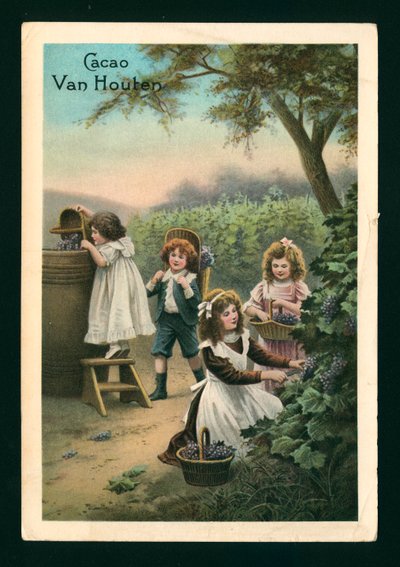 Børn, der plukker vindruer (chromolitho) af (after) French School