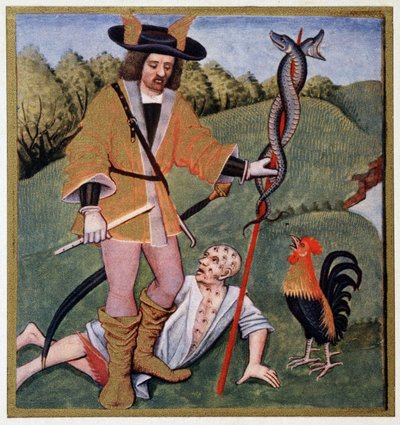 Hermes med løvfældende - fra en 1400-tals belysning af (after) French School