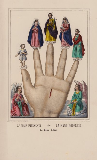 La Main Puissante, La Mano Poderosa, La Mane Potenta (farvelitografi) af (after) French School