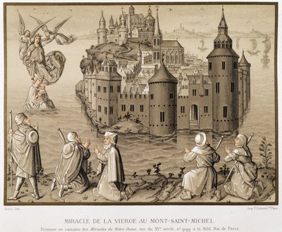 Jomfruens mirakel på Mont-Saint-Michel - faksimile af et camaieu-maleri af "Vor Frue Mirakler" af (after) French School