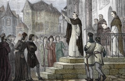 Repræsentation af Albert den Store (1193/1206-1280) underviser i Paris, ved universitetet i Paris, ved det første dominikanerkloster på Rue Saint Jacques (College des Jacobins) under Gueric de Saint-Quentins myndighed) 1241-1245 ( Portræt af Albert af (after) French School