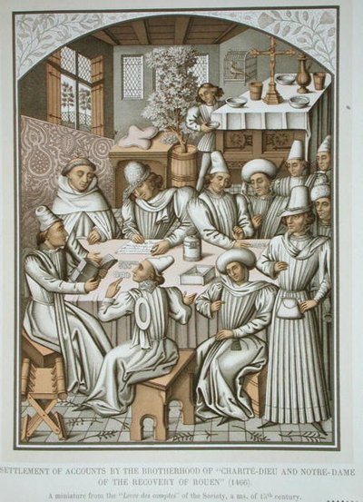Afregning af regnskaber fra broderskabet "Charite-Dieu og Notre-Dame of the Recovery of Rouen", fra "Livre des comptes af (after) French School