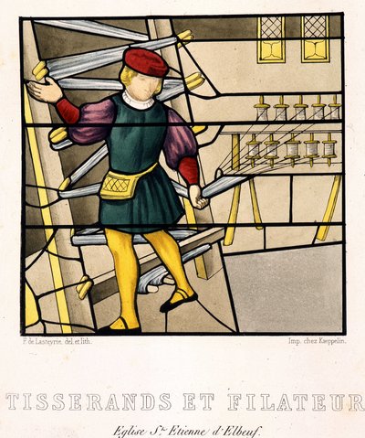 Weavers and Spinners - Ifølge et farvet glas fra St Stephen fra Elbeuf Church af (after) French School