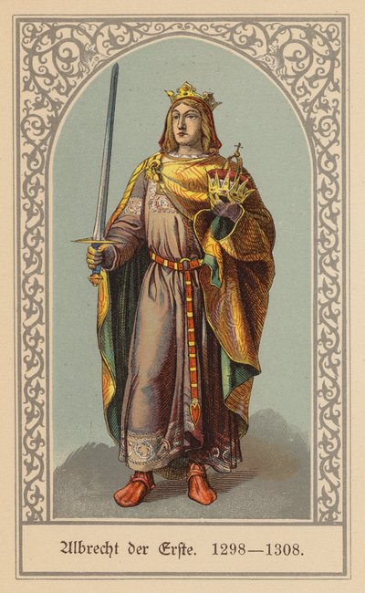 Albert I, konge af Tyskland (farvelitografi) af (after) German School