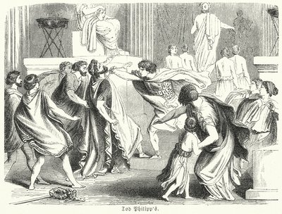 Philip II af Makedoniens død (kobberstik) af (after) German School