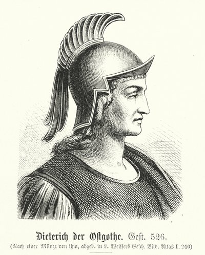 Dieterich den ostrogotiske, 454-526, Theodoric (stik) af (after) German School