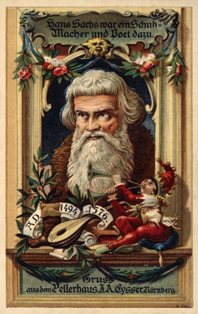 Hans Sachs (farve litho) af (after) German School
