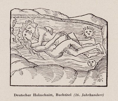 Konge og dronning i seksuelt samkvem (træsnit) af (after) German School