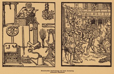 Middelalderlige straffe (træsnit) af (after) German School