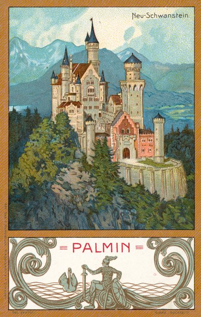Neuschwanstein Slot, Bayern (chromolitho) af (after) German School