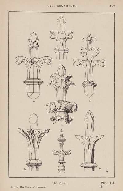 Ornament: Frie ornamenter, Finial (gravering) af (after) German School