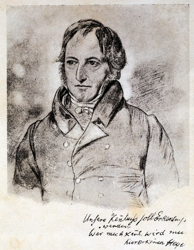 Portræt af Georg Wilhelm Friedrich Hegel (1770-1831), tysk filosof og idealist. Stik efter tegning af G. Hensel. af (after) German School