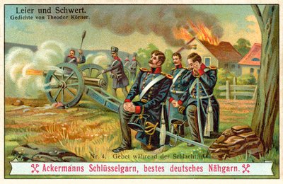 Bøn under slaget (chromolitho) af (after) German School