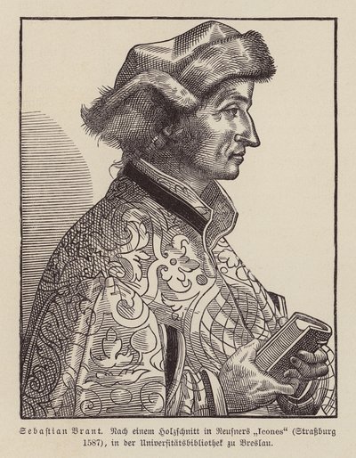 Sebastian Brant, tysk renæssancehumanist og satiriker. (træsnit) af (after) German School