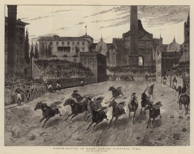 Hestevæddeløb i Rom under karnevalstid (gravering) af (after) Italian School