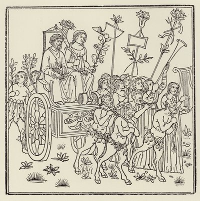 Procession trækker en vogn (træsnit) af (after) Italian School