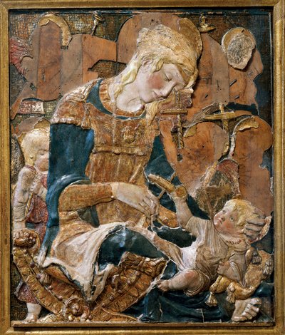 Madonna og barn, basrelief (terracotta) af (attr. to) Donatello