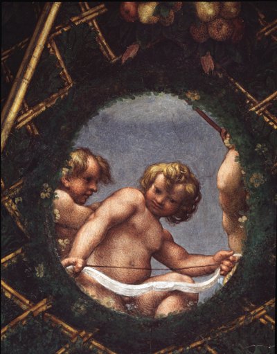 Engle kigger ud af et vindue - Fresco af (c.1489 1534) Correggio