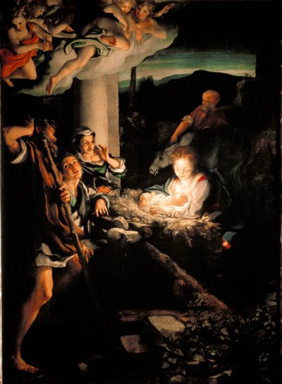 Hellig Nat (Nativit). Maleri af Antonio Allegri dit Il Correggio (The Correge af (c.1489 1534) Correggio