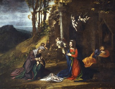 Jesu fødsel med den hellige Elisabeth og den unge Johannes Døberen af (c.1489 1534) Correggio