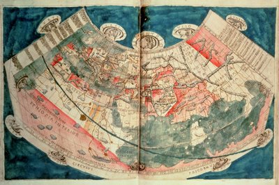 Kort over verden baseret på en beskrivelse af Ptolemæus (akvarel) af (c.90 168)(after) Ptolemy