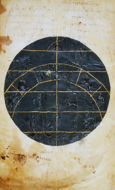 Nördliche Himmelskugel, Miniatur, astronomische Tafel von Ptolemäus von (c.90-168)(after) Ptolemy