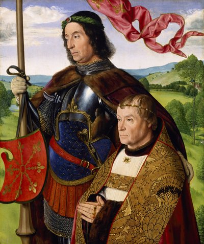 St Maurice (eller St Victor) med en donor, ca. 1500-05 (olie på panel) af (fl.c.1483 c.1529) Master of Moulins