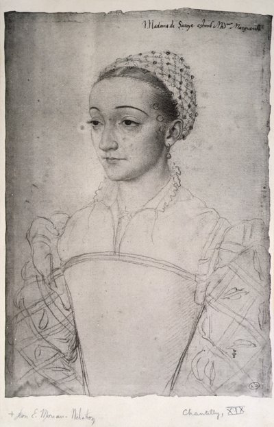 Marguerite de France (1523-74) (blyant på papir) af (studio of) Clouet