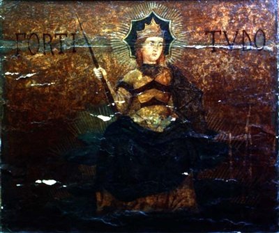 Allegory of Fortitude, endepanel fra en cassone, ca. 1460-65 (tempera på panel) (se 76870) af (workshop of) Apollonio di Giovanni