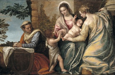 Madonna og barn med St. Elizabeth, spædbarnet St. John the Baptist og St. Justina, 1565-70 af Paolo Veronese