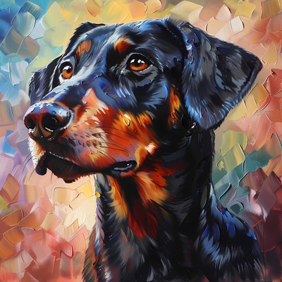 Abstrakt maleri af Rhodesian Ridgeback-hund, dyreudsmykning, kunsttryk til væggen af F. Abderrahim