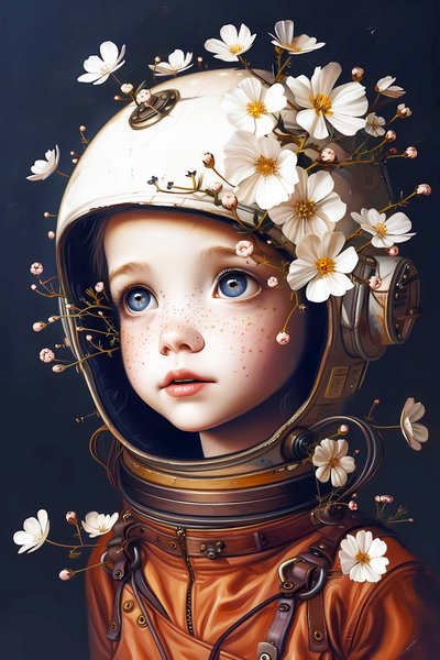 børneastronaut på planeten Blomster, brugerdefinerede billedstørrelser af F. Abderrahim