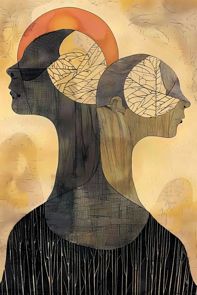 To venner piger maleri, Gustav Klimt-stil, figurative vægkunsttryk af F. Abderrahim