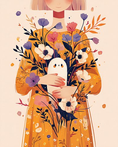 Stilfuld blomsterdekoration til væggen med minimalistiske blomster kunsttryk af F. Abderrahim