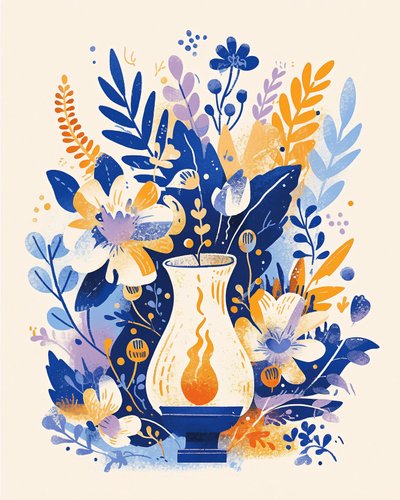Sød Retro Floral Ghost-hjemmedekoration med æstetiske Boho-vægkunsttryk af F. Abderrahim