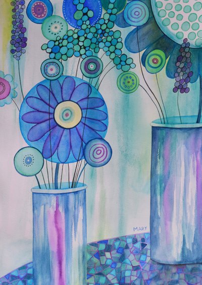 Moderne blomster af Marys Watercolors