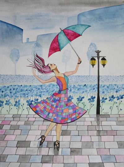 Hun danser i regnen af Marys Watercolors