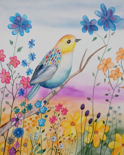 Moderne fugl af Marys Watercolors
