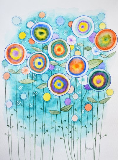 Abstrakte blomster af Marys Watercolors